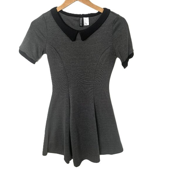 H&M Dresses & Skirts - Cute Gray Skater Dress with Black Collar